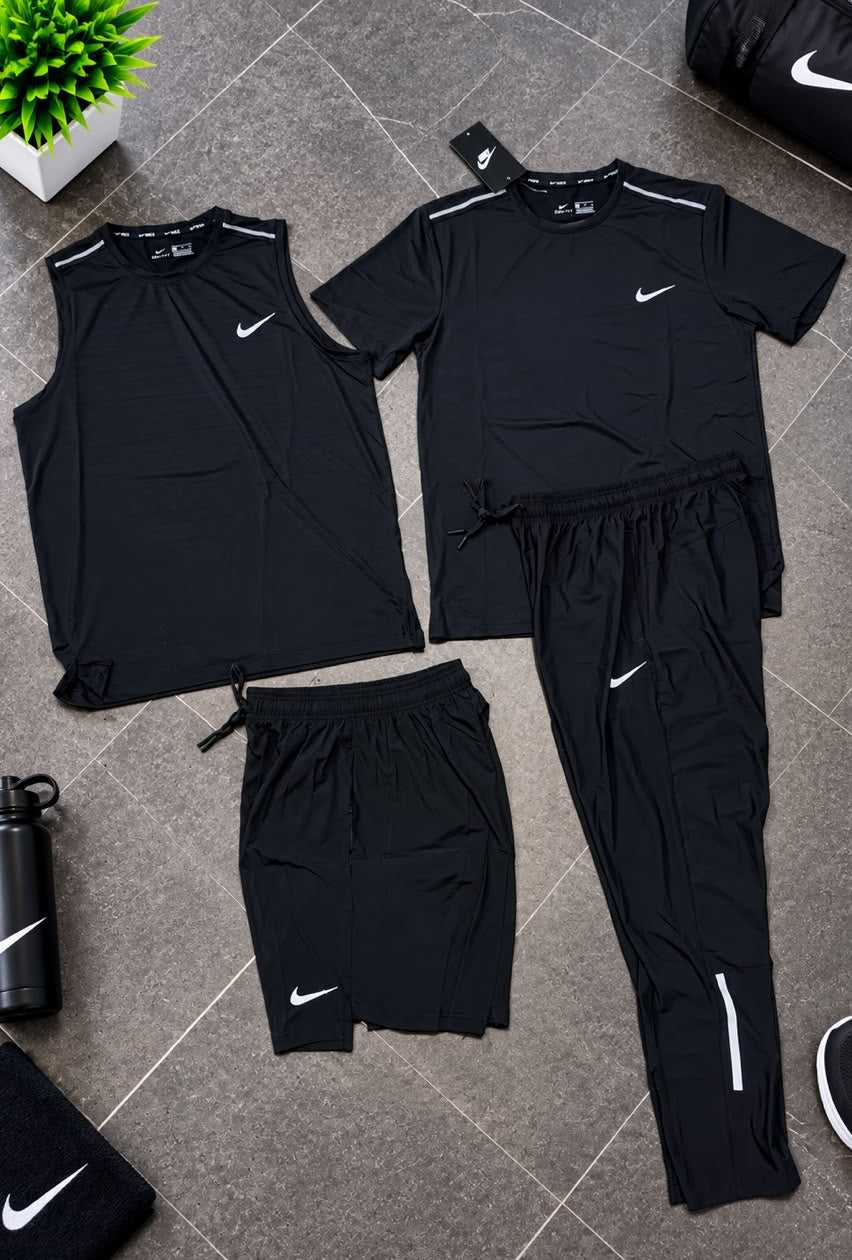 Ensemble Sport 4 Pièces (Derbardeur,Short,T-shirt,et Pantalon)– Noir