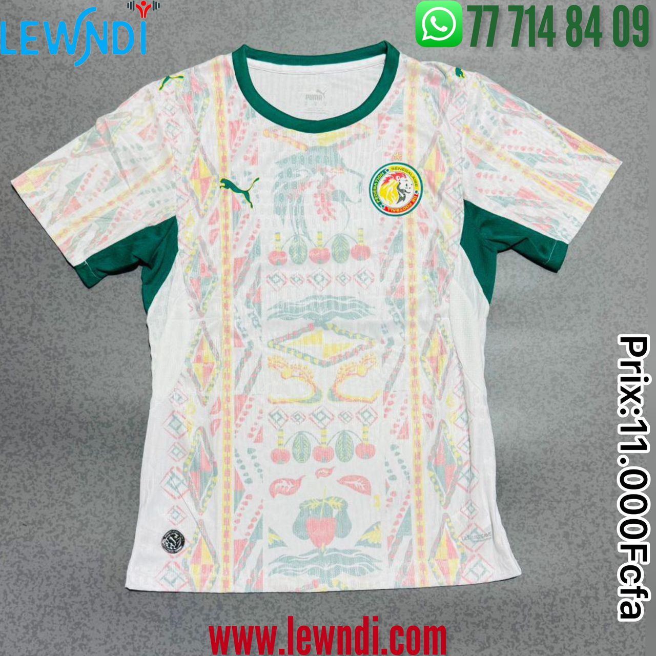 Maillot officiel de Cup de monde 2026  l’équipe nationale du Sénégal (Lions de la Teranga) Domicile (blanc)