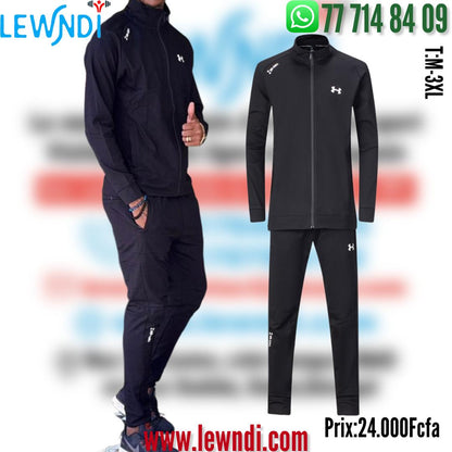Ensemble Survêtement Classique UA Noir(coton leger) avec fermeture MSESUA01