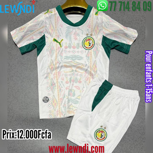 Ensemble Maillot Sénégal Cup de monde 2026 (Lions de la Teranga) pour Enfants Extérieur (blanc)