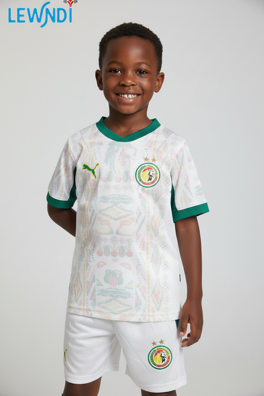Ensemble Maillot Sénégal Cup de monde 2026 (Lions de la Teranga) pour Enfants Extérieur (blanc)