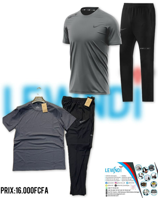 T-shirt sport + pantalon Nike avec fermeture (Gris) MTSTPN03