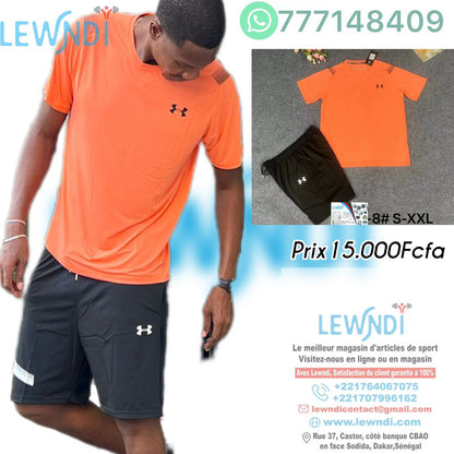 Ensemble T-shirt fitness plus short avec fermeture Under Armour (Orange/Noir) MSTSU04