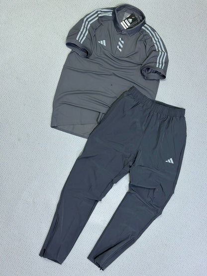Ensemble Polo & Pantalon de Sport Adi-das (Gris foncé/Gris) TSCETPA06