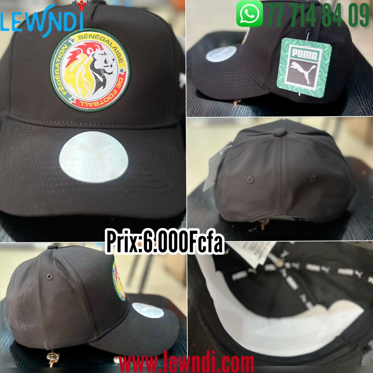 Casquette Sénégal Noir Ajustable – Logo Brodé | Unisexe