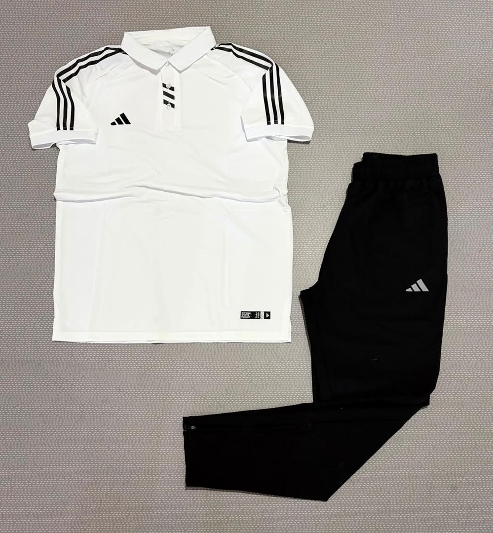 Ensemble Polo & Pantalon de Sport Adi-das (Blanc/Noir) TSCETPA05