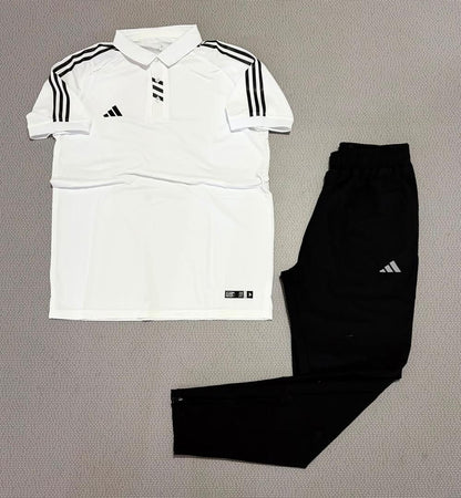 Ensemble Polo & Pantalon de Sport Adi-das (Blanc/Noir) TSCETPA05