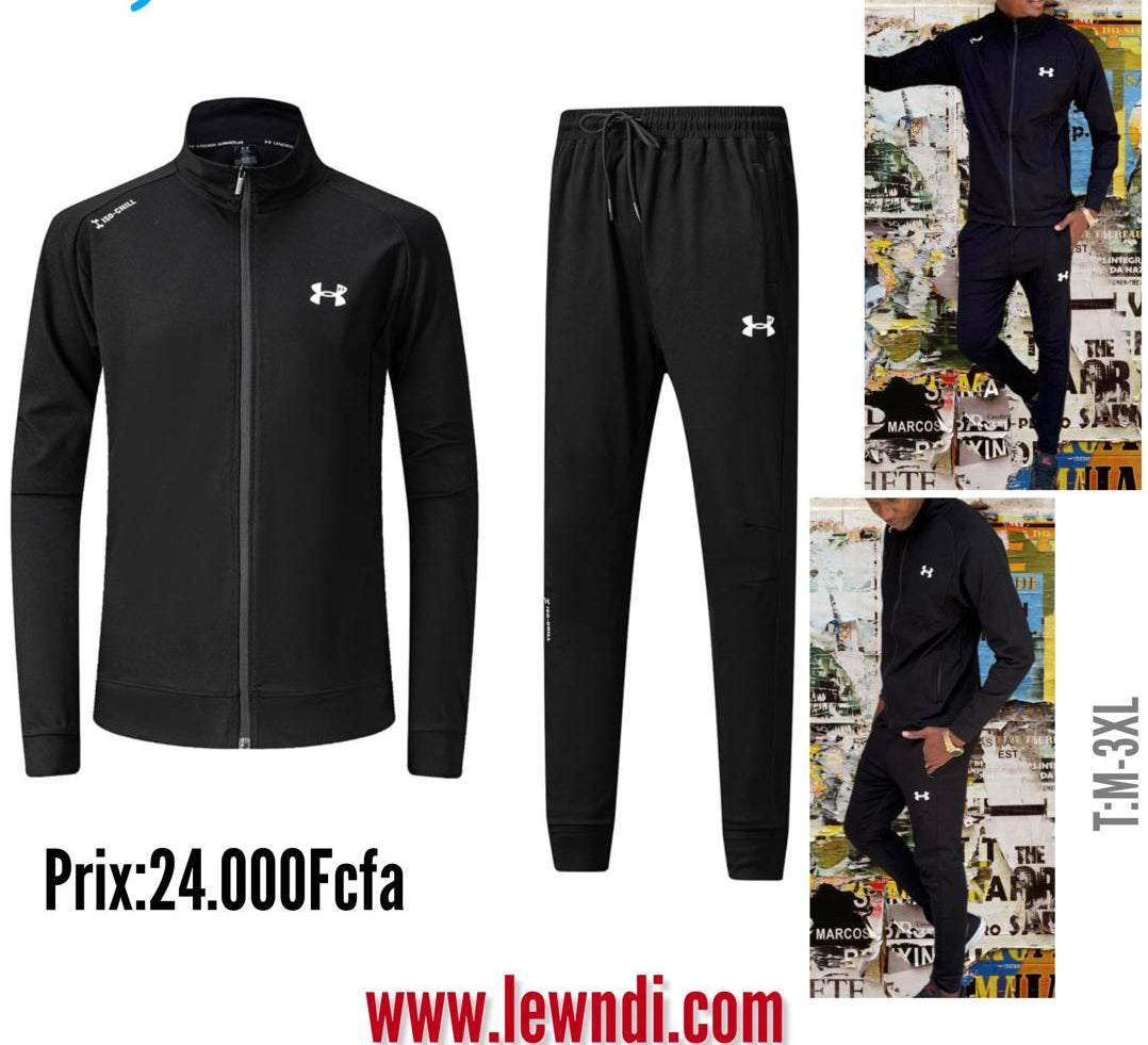 Ensemble Survêtement Classique UA Noir(coton leger) avec fermeture MSESUA01