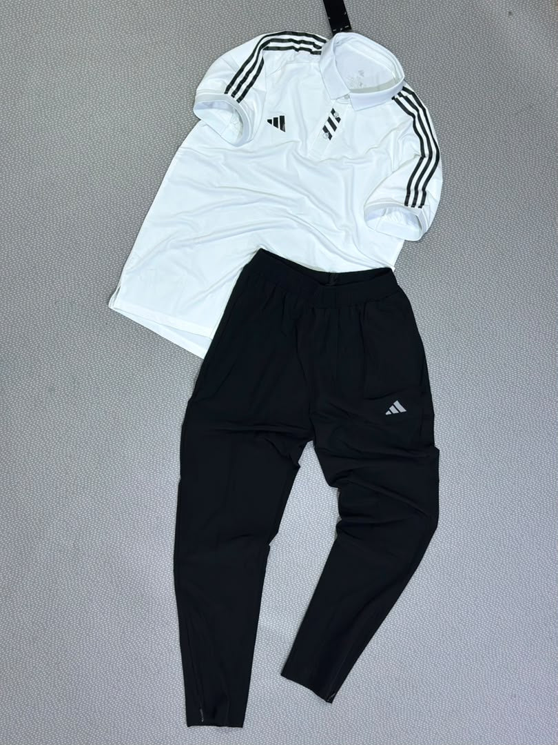 Ensemble Polo & Pantalon de Sport Adi-das (Blanc/Noir) TSCETPA05