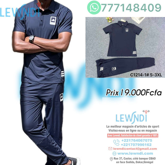 Ensemble T-shirt à col roulé avec pantalon Adidas (Bleu Fonce) MSELP05
