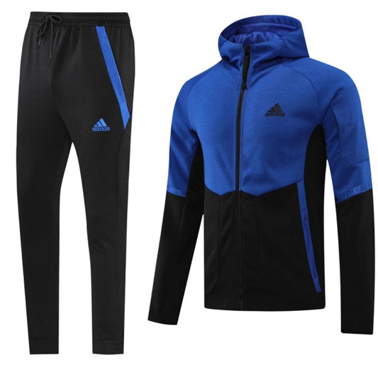 Ensemble survêtement Adidas(Bleu/Noir) pro Gameday avec capuche