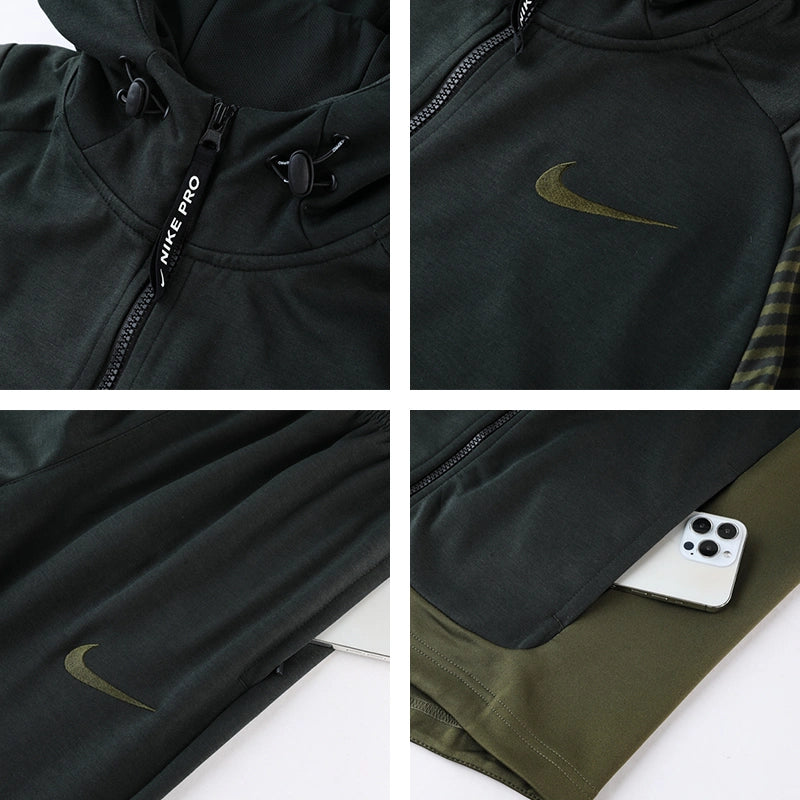 Ensemble survêtement Nike Tech Pro  (Vert foncé) avec capuche